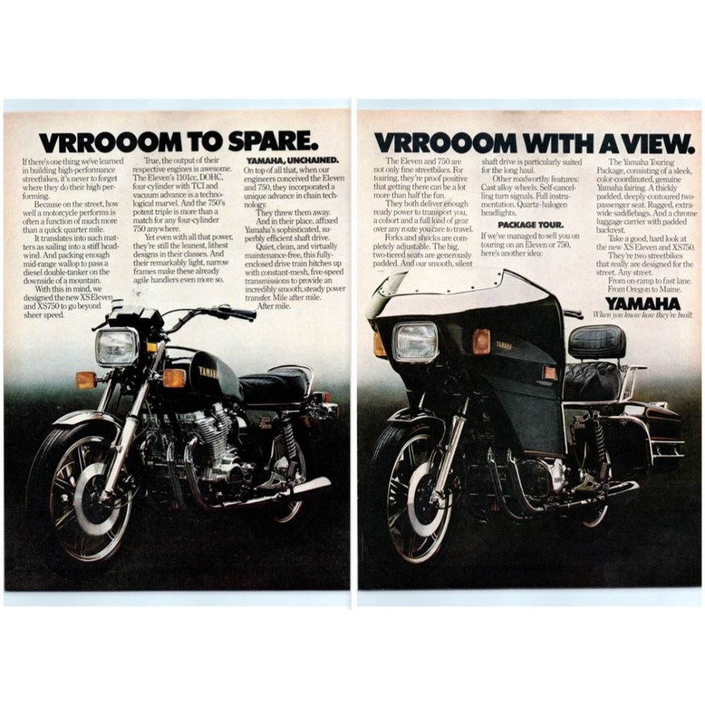 1979 Yamaha Motorcycle XS Eleven XS750 2 Page Vintage Print Ad Wall Art Photo